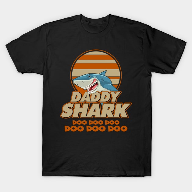 Funny Vintage Daddy Shark Doo Doo Doo T-Shirt by folidelarts